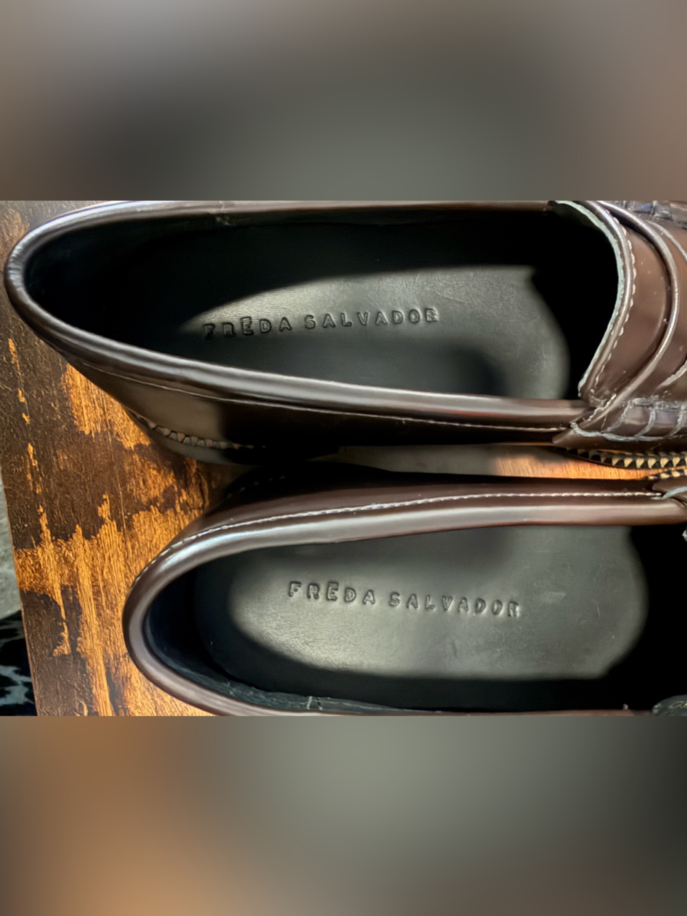 Freda Salvador Elba Brown Leather Penny Loafers 6.5 - Picture 8 of 12